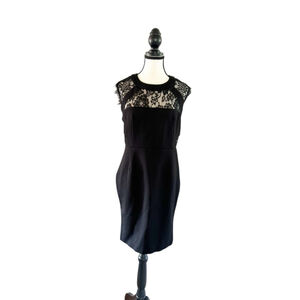 RW & Co Little Black Dress w/ Lace Accents Size 10 Stretch